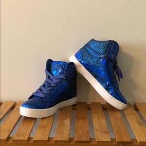 Royal blue high top sneakers